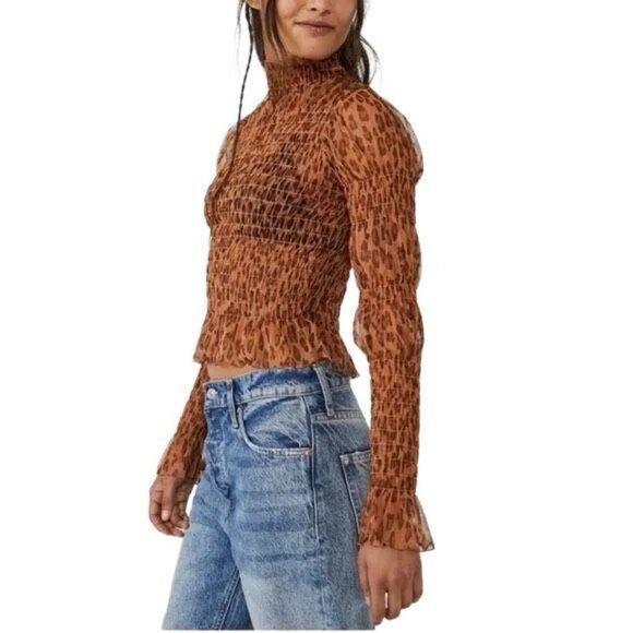 NWT Free People Hello There Top in Leopard Combo size XS - Picture 1 of 9